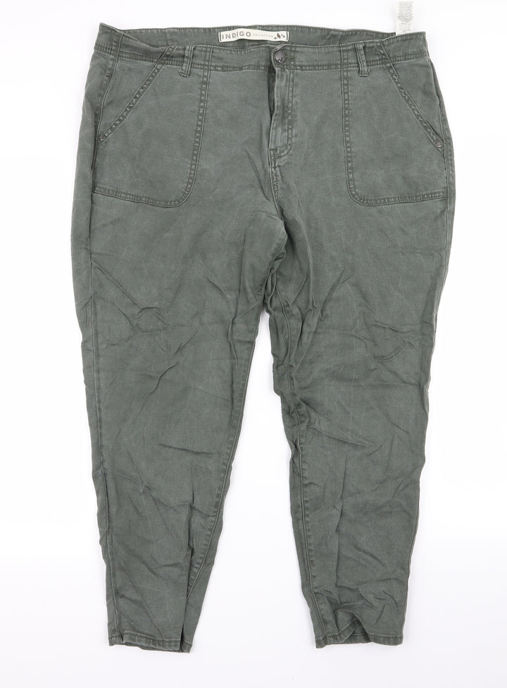 indigo` Womens Green   Cargo Trousers Size 40 L24 in