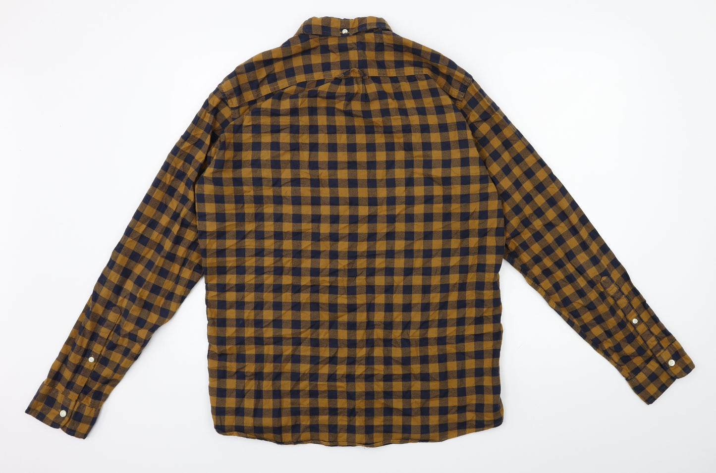 H&M Mens Yellow Check   Button-Up Size M