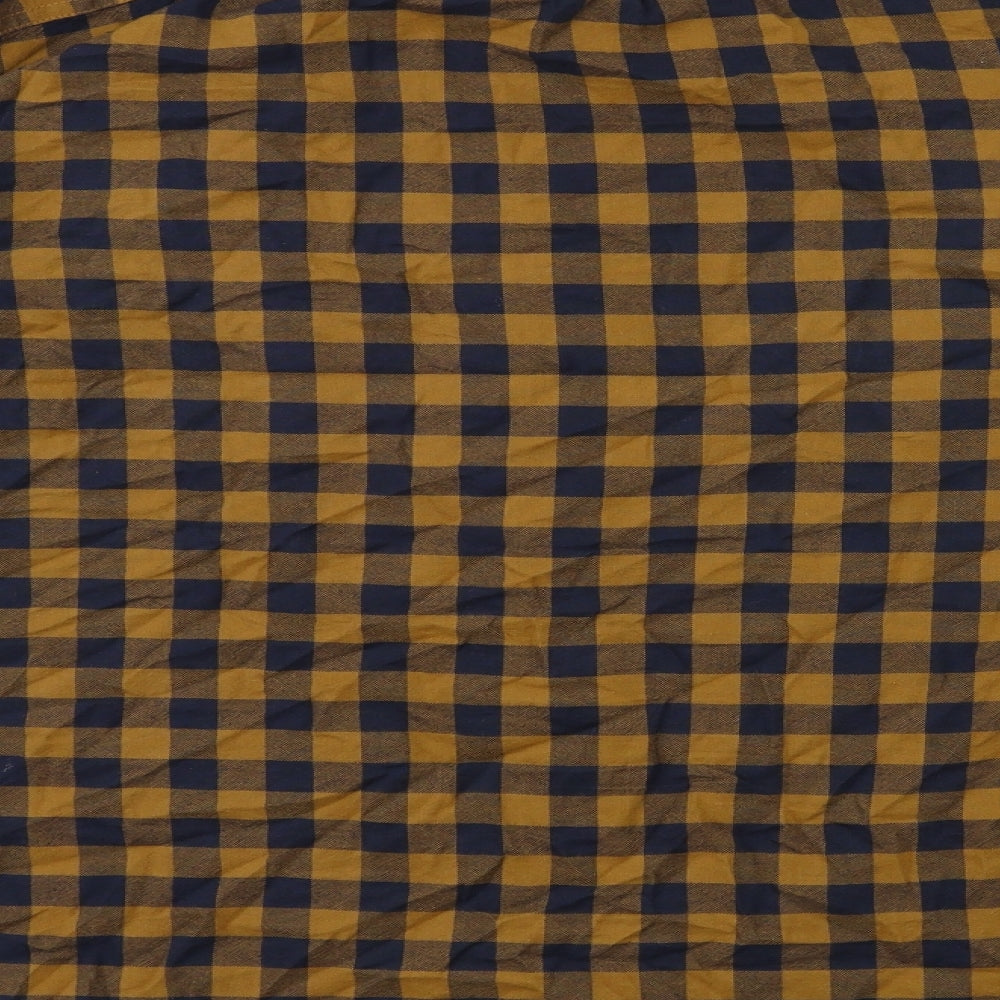 H&M Mens Yellow Check   Button-Up Size M