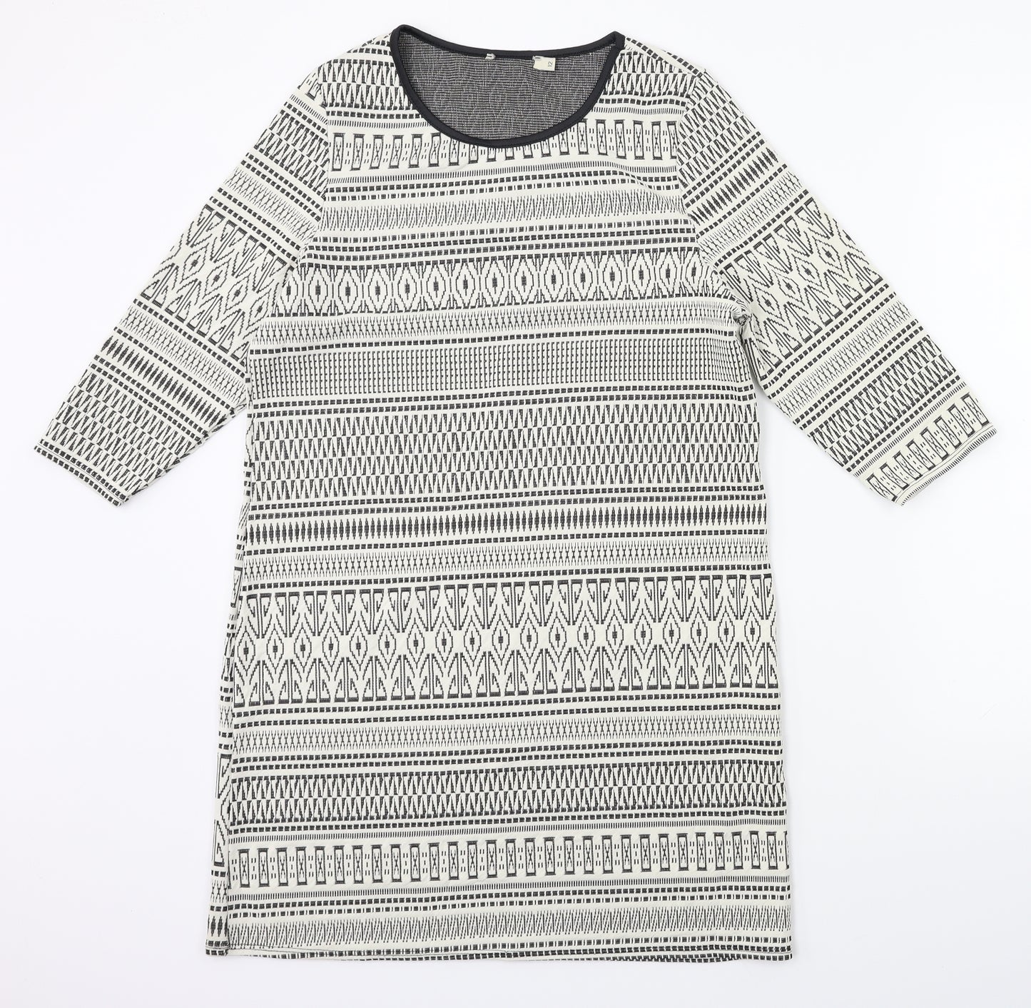 Preworn Womens White Geometric  Shift  Size 12