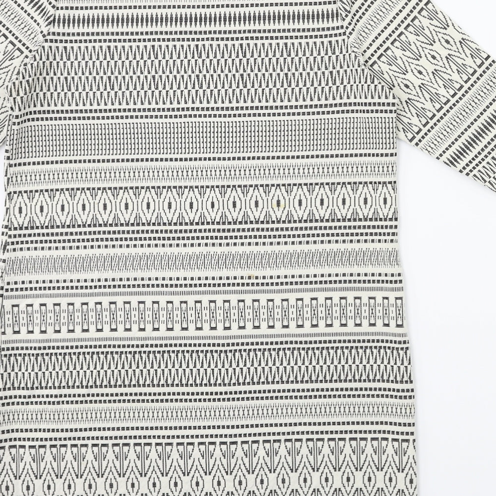 Preworn Womens White Geometric  Shift  Size 12
