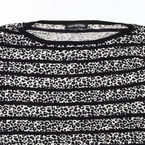 Debehams Womens Black Animal Print  Pullover Jumper Size 12