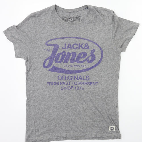 JACK & JONES Mens Grey    T-Shirt Size S