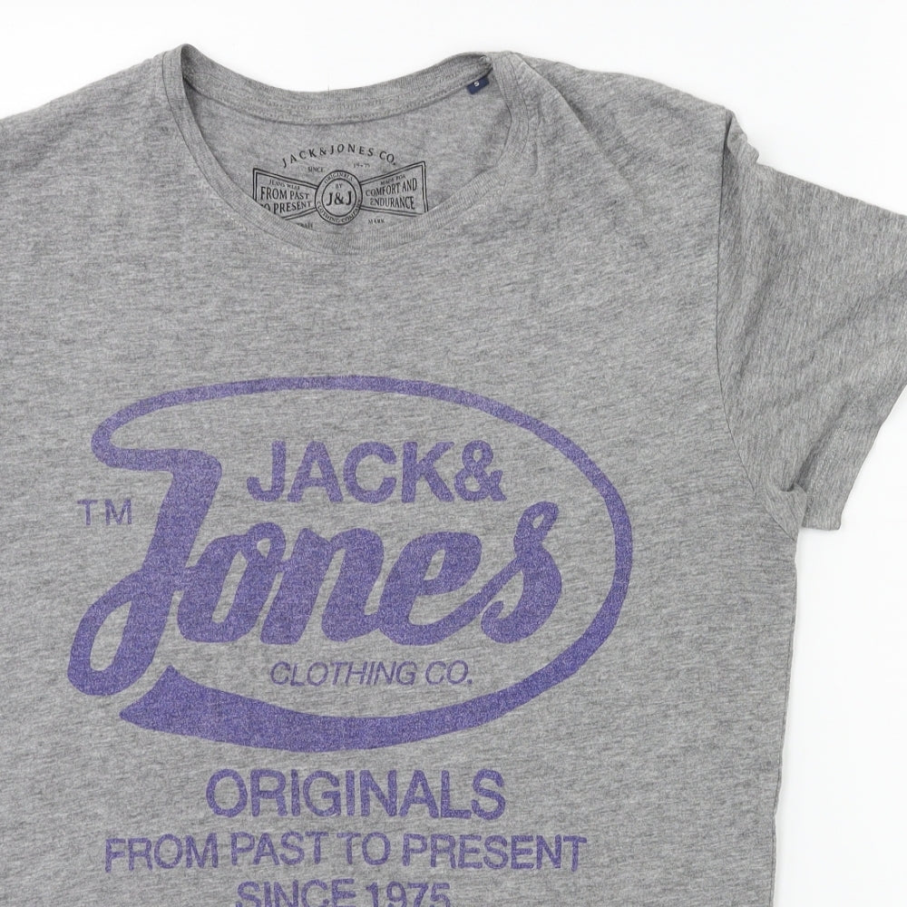 JACK & JONES Mens Grey    T-Shirt Size S