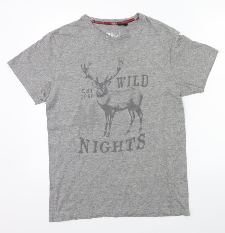 Primark Mens Grey Solid   Pyjama Top Size S  - Raindeer