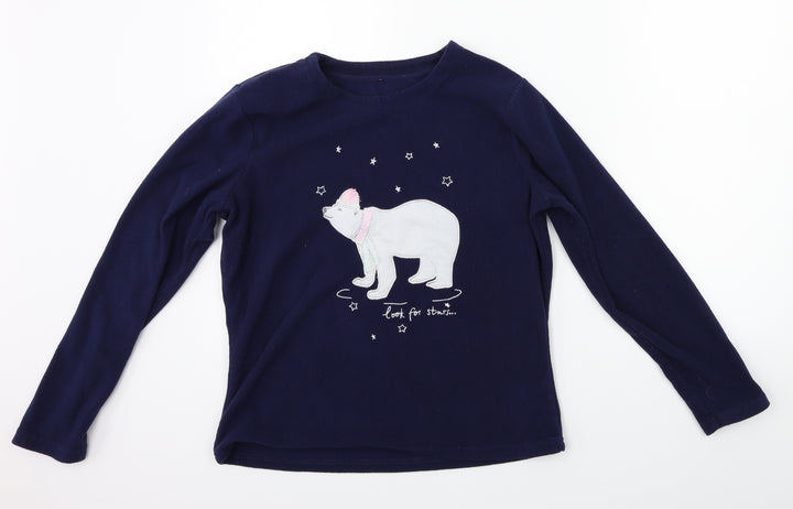 George Girls Black Solid Top Pyjama Top Size 9 Years - POLAR BEAR
