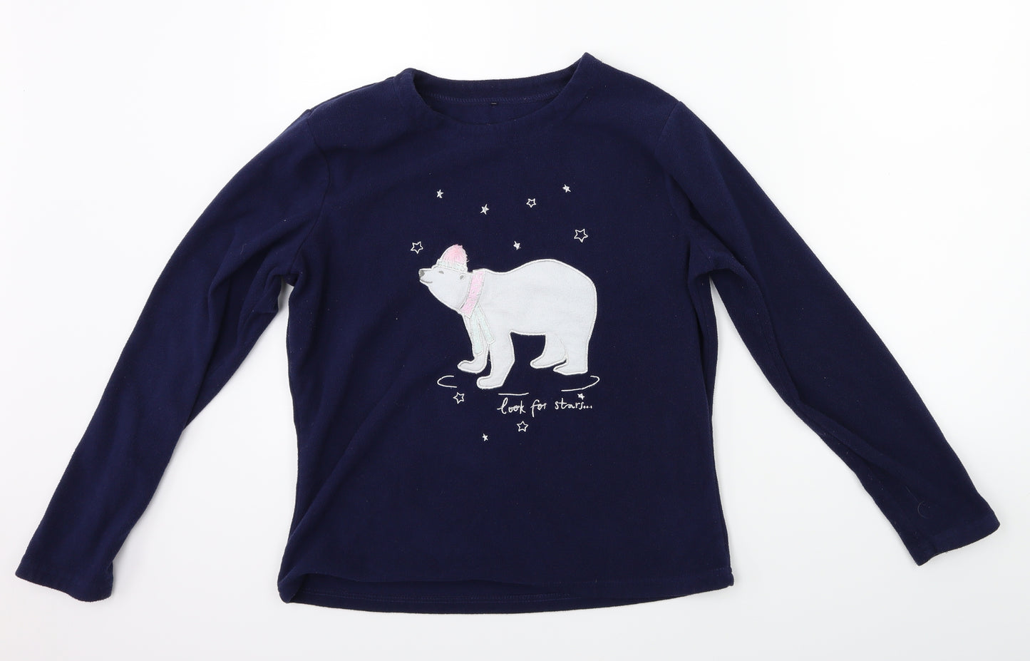 George Girls Black Solid  Top Pyjama Top Size 9 Years  - POLAR BEAR