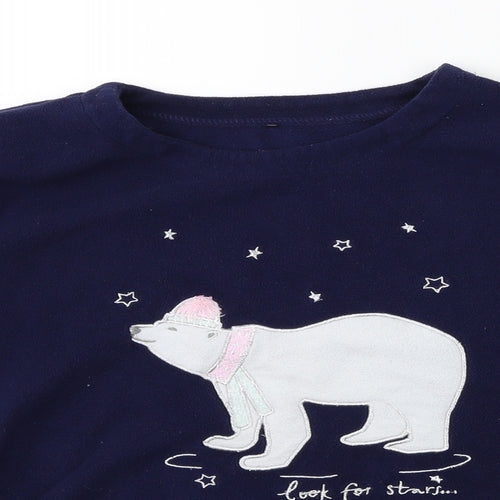 George Girls Black Solid  Top Pyjama Top Size 9 Years  - POLAR BEAR