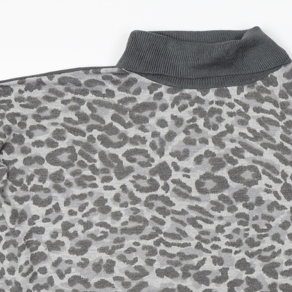 Oasis Womens Green Animal Print Knit Pullover Jumper Size XS