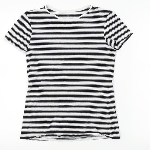 Primark Womens White Striped  Basic T-Shirt Size S
