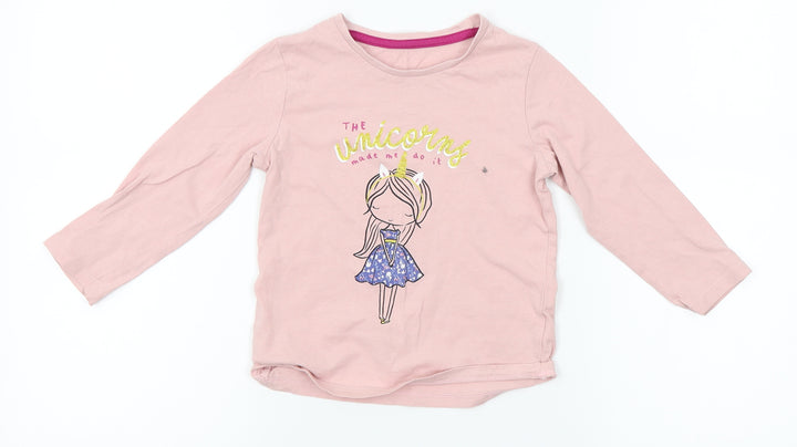 Matalan Girls Pink Top Pyjama Top Size 3-4 Years - Unicorn