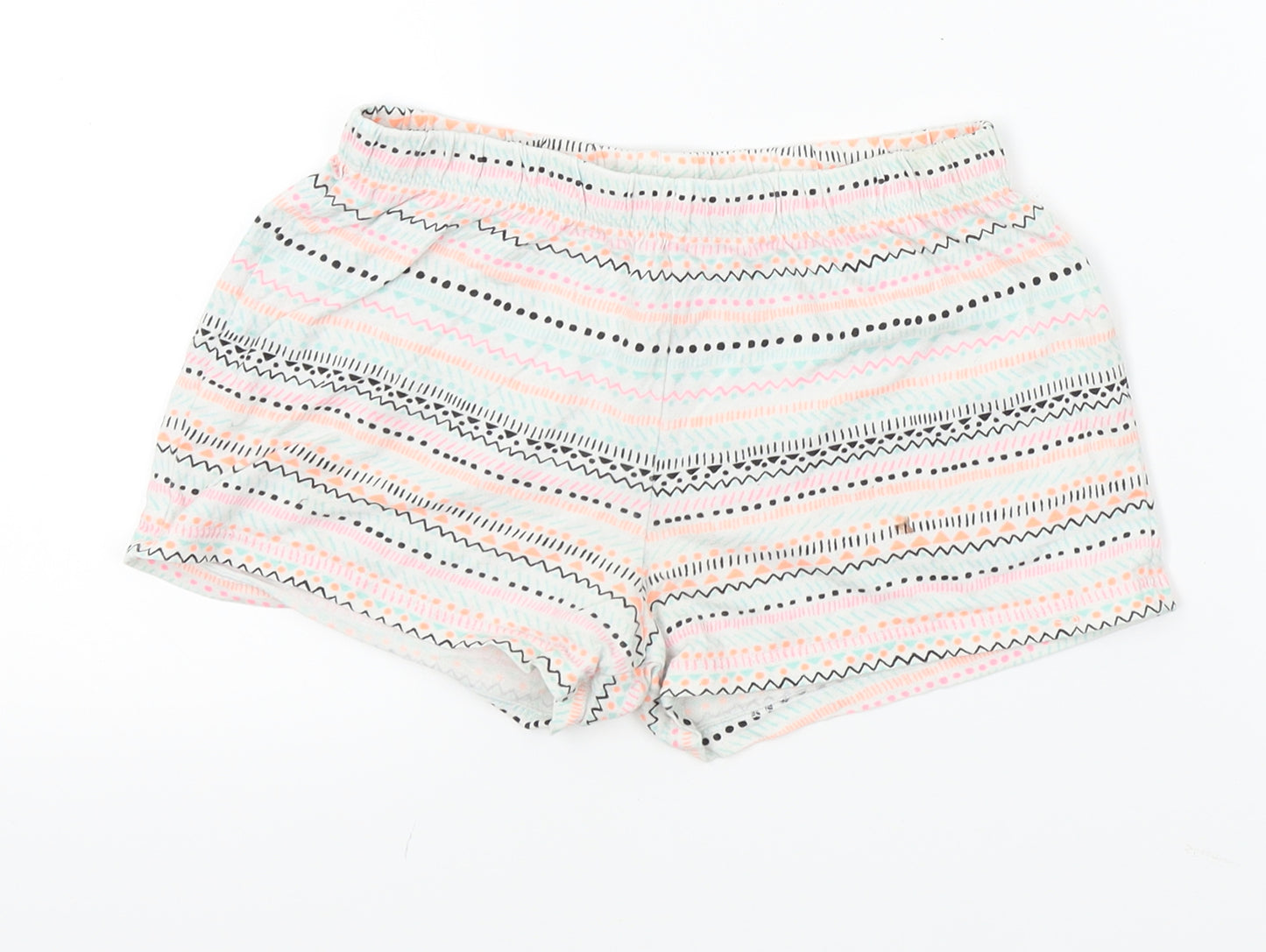 F&F Girls Grey Fair Isle   Sleep Shorts Size 8-9 Years  - elastic waist