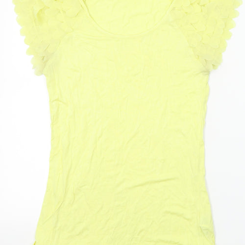 South Womens Yellow   Basic T-Shirt Size 10  - frilly shoulder