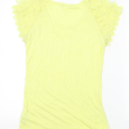 South Womens Yellow   Basic T-Shirt Size 10  - frilly shoulder