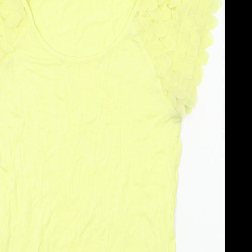 South Womens Yellow   Basic T-Shirt Size 10  - frilly shoulder