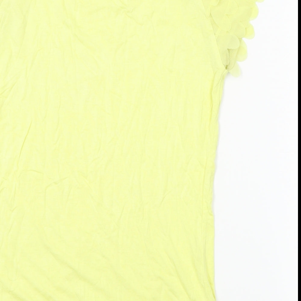 South Womens Yellow   Basic T-Shirt Size 10  - frilly shoulder
