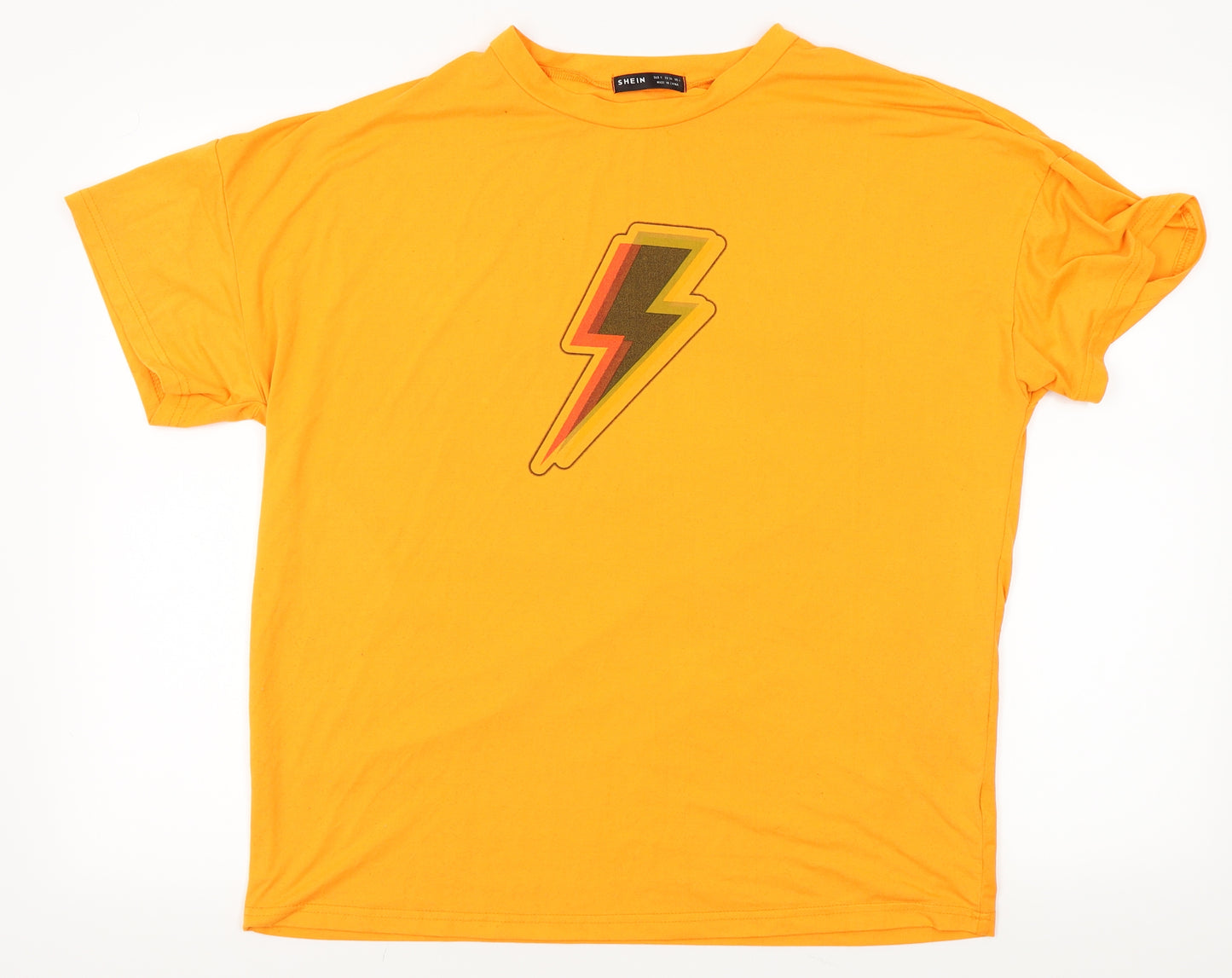 SheIn Mens Orange    T-Shirt Size S  - oversized, lightning