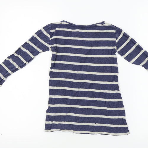 NEXT Girls Blue Striped  Basic T-Shirt Size 4 Years  - Star