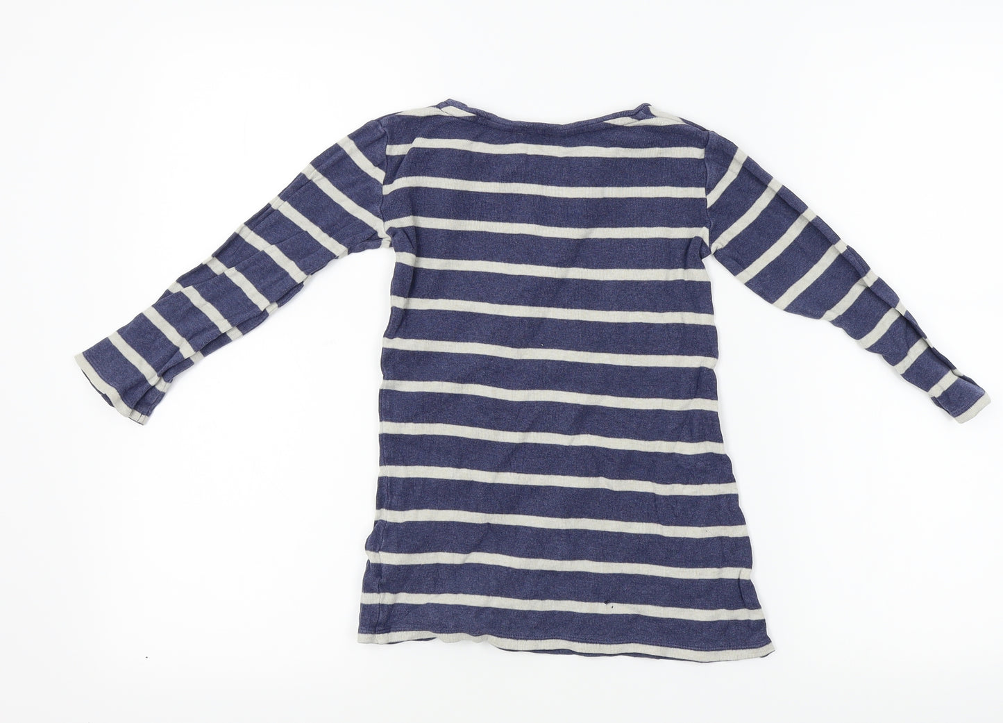 NEXT Girls Blue Striped  Basic T-Shirt Size 4 Years  - Star