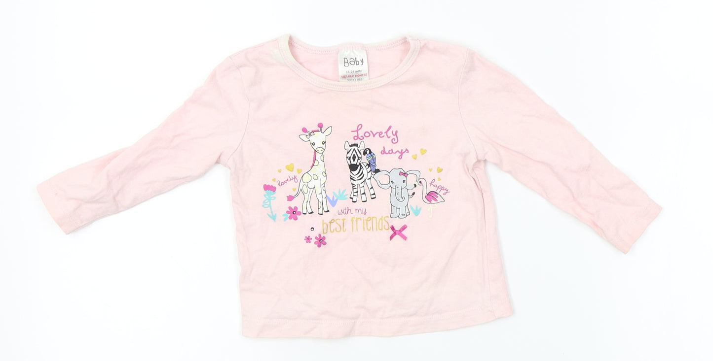 peacock Girls Pink   Basic T-Shirt Size 18-24 Months  - animal