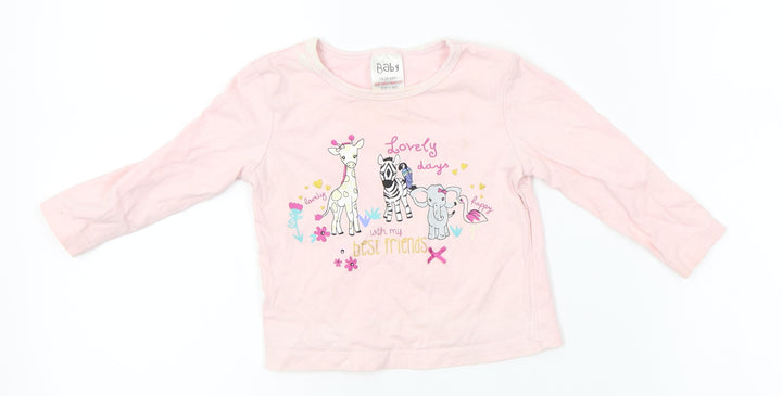 peacock Girls Pink   Basic T-Shirt Size 18-24 Months  - animal