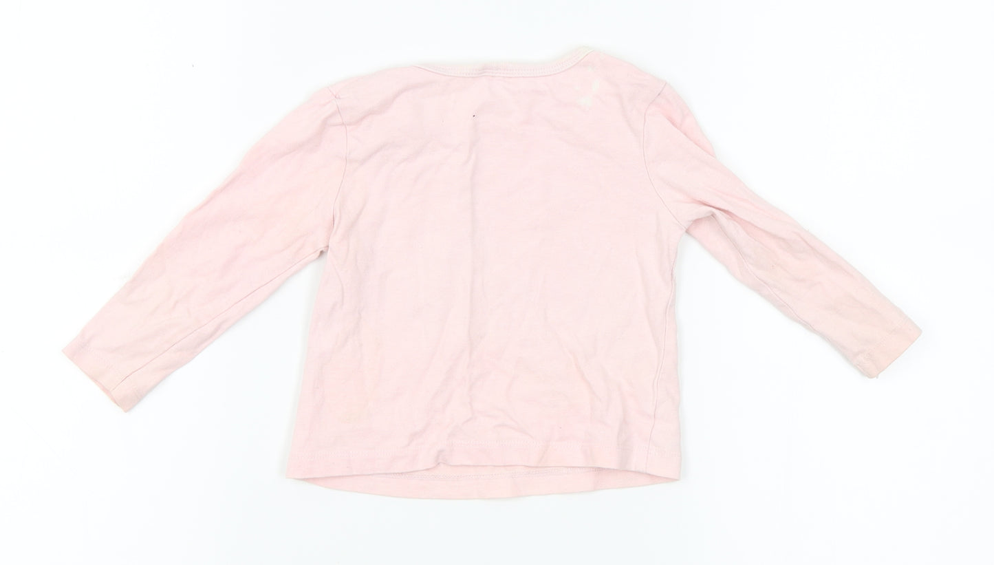 peacock Girls Pink   Basic T-Shirt Size 18-24 Months  - animal