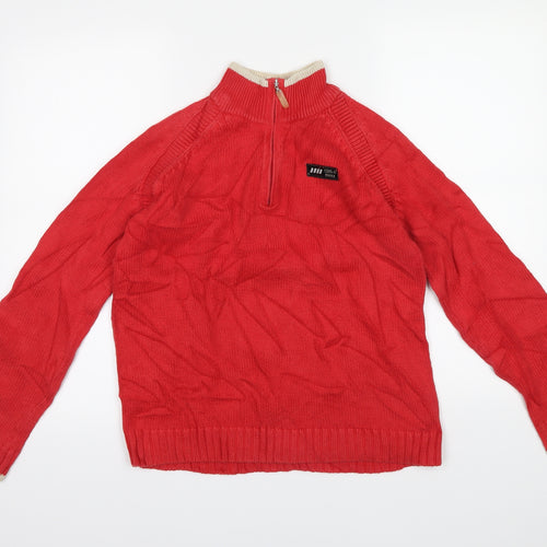 Mexx Mens Red Herringbone  Pullover Jumper Size M
