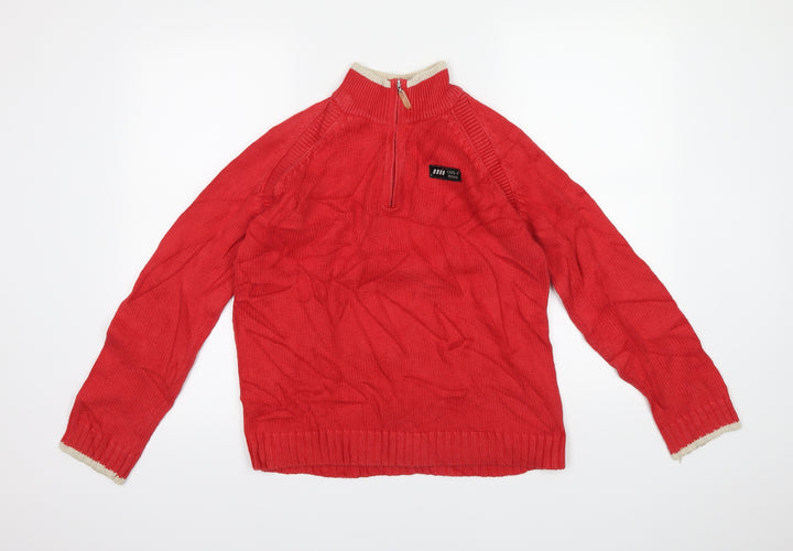 Mexx Mens Red Herringbone Pullover Jumper Size M