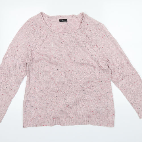 M&Co Womens Pink Herringbone  Pullover Jumper Size 14