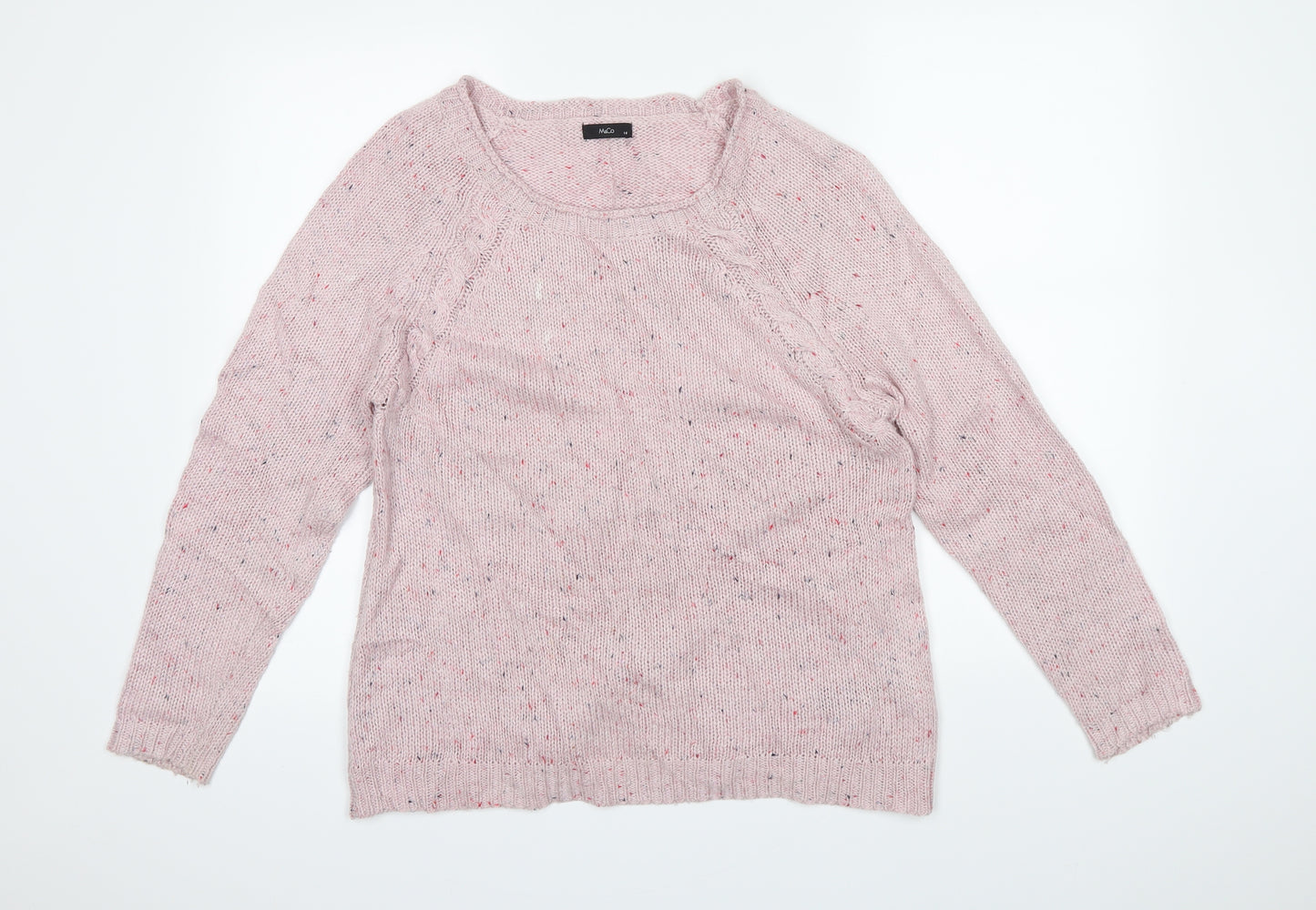 M&Co Womens Pink Herringbone  Pullover Jumper Size 14