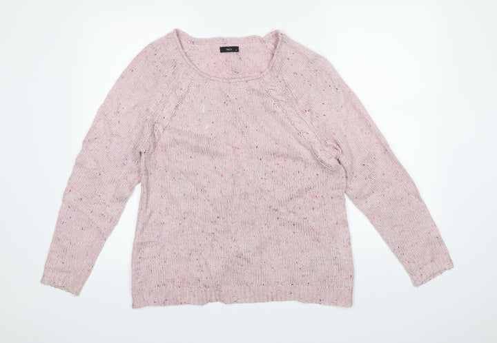 M&Co Womens Pink Herringbone  Pullover Jumper Size 14