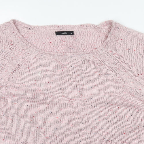 M&Co Womens Pink Herringbone  Pullover Jumper Size 14