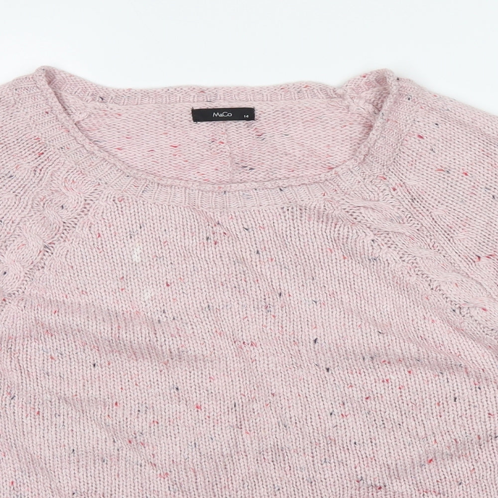 M&Co Womens Pink Herringbone  Pullover Jumper Size 14