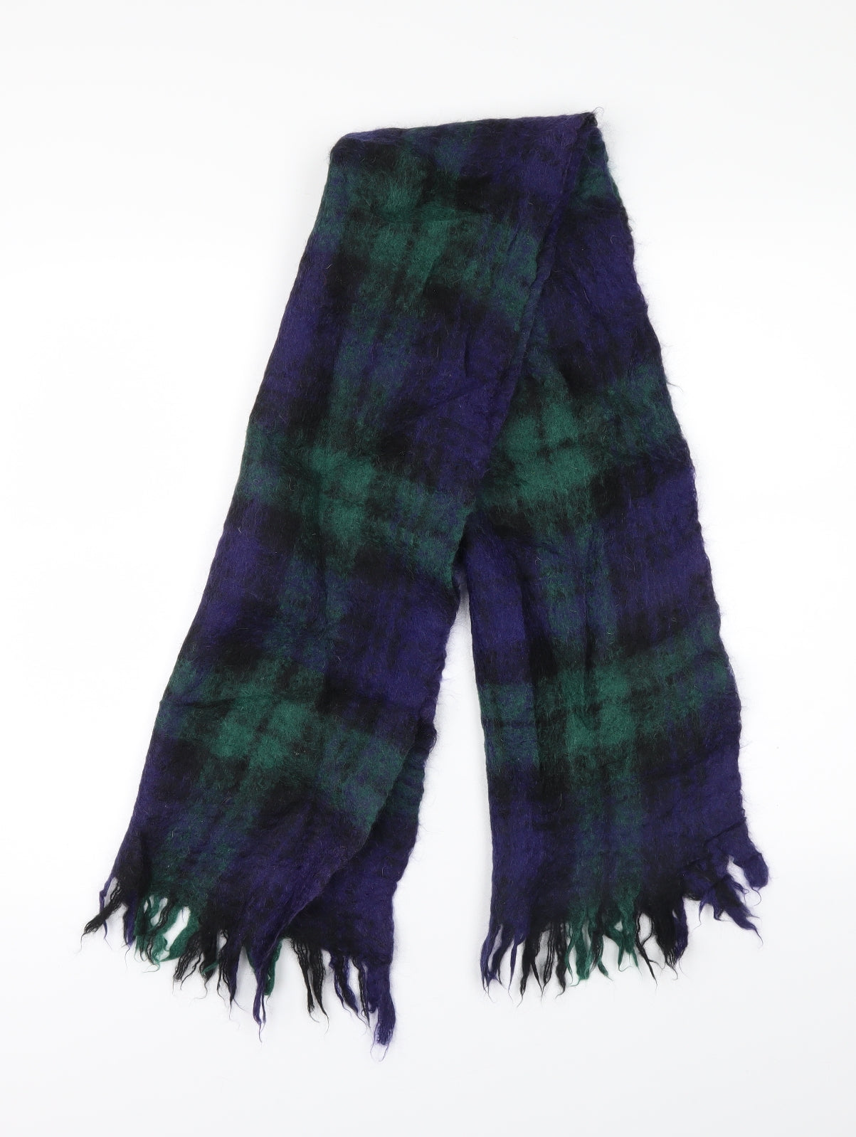Hand Acrafts Mens Multicoloured Plaid Wool Scarf  One Size