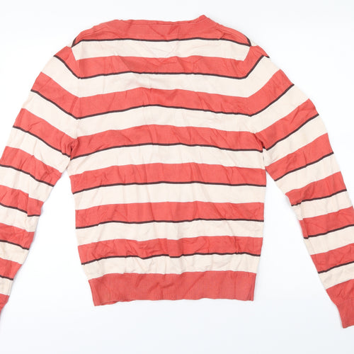Tommy Hilfiger Mens Orange Striped  Pullover Jumper Size L