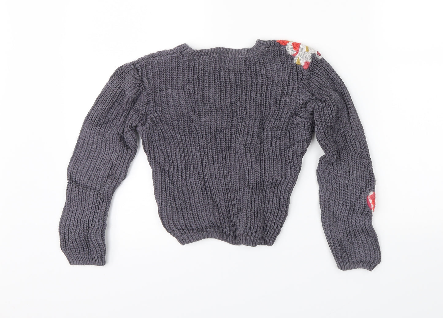 NEXT Girls Grey Floral  Pullover Jumper Size 7 Years