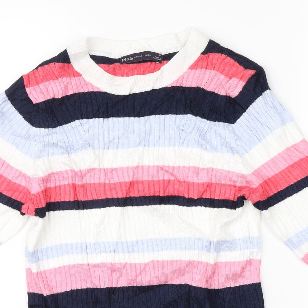 Marks & Spencer Womens Multicoloured Striped  Pullover Jumper Size 10