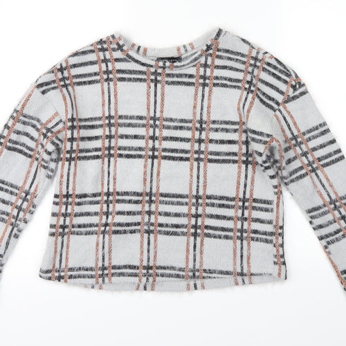 New Look Womens Grey Check  Pullover Jumper Size S