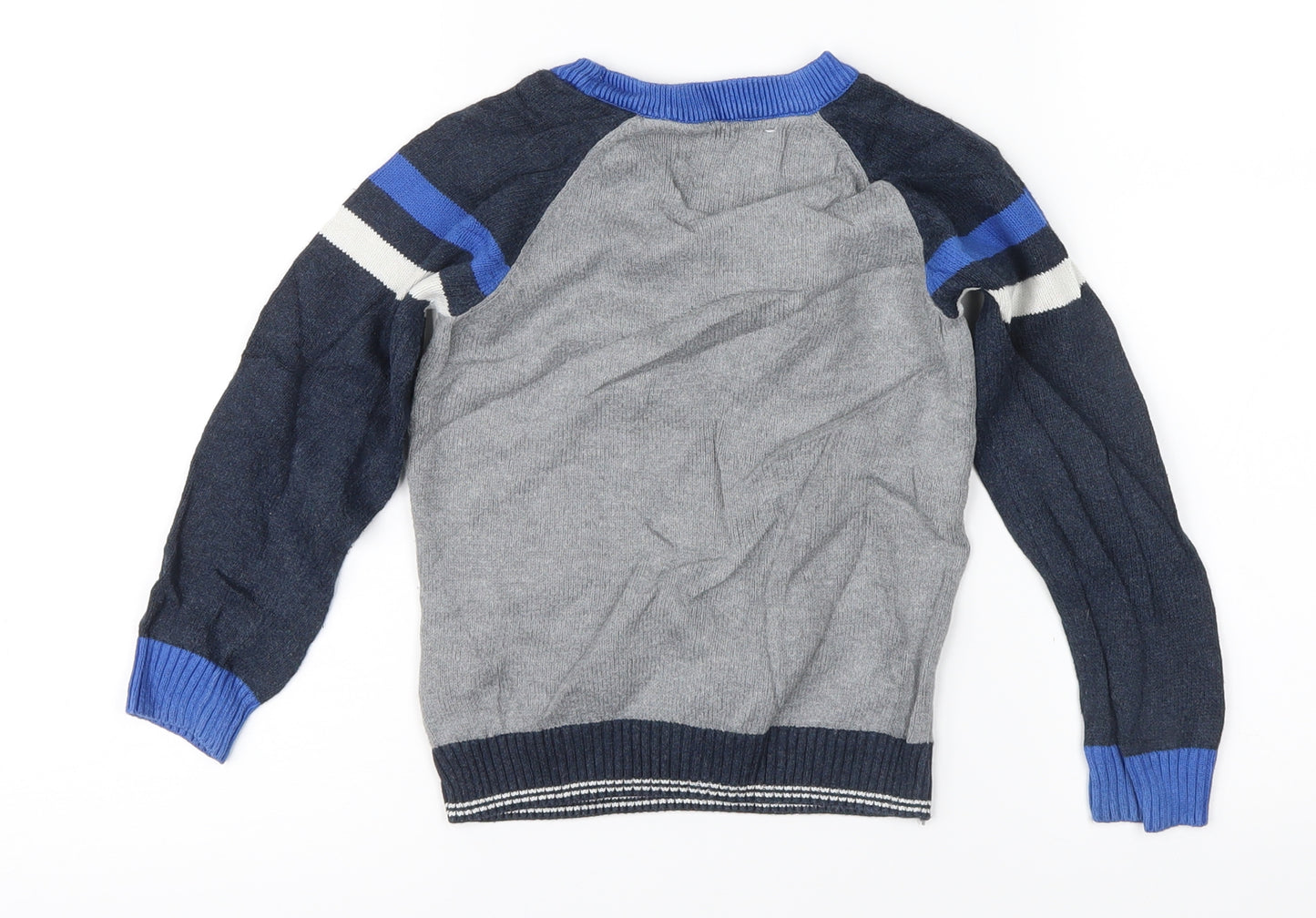 Little Dudes Boys Green Striped  Pullover Jumper Size 2-3 Years  - Cars Trucks