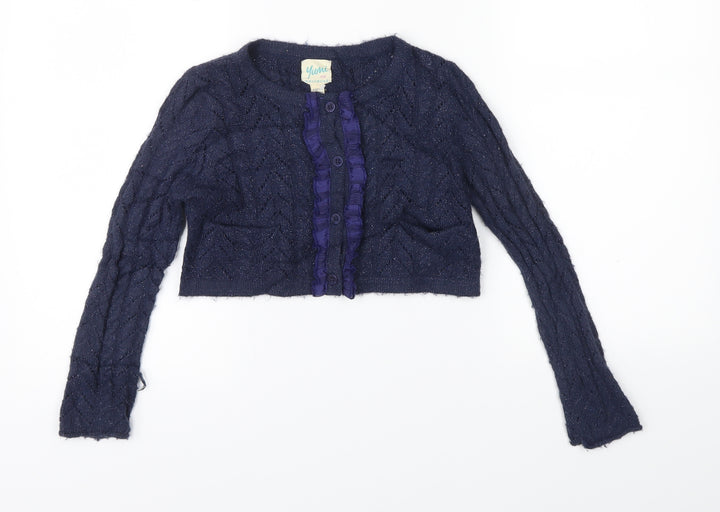 Yummi Girl Girls Blue Herringbone Knit Pullover Jumper Size 5-6 Years