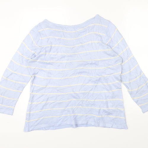 Marks & Spencer Womens Blue Striped  Pullover Jumper Size 14
