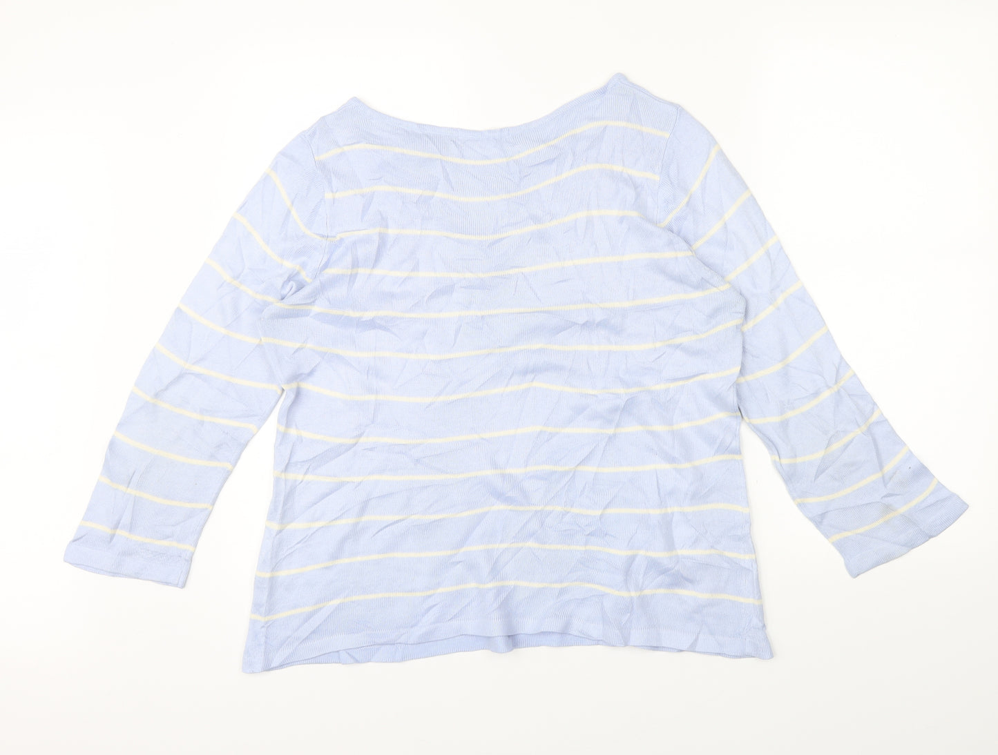Marks & Spencer Womens Blue Striped  Pullover Jumper Size 14