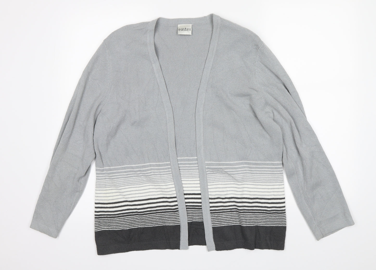 Eastex Womens Grey Striped  Cardigan Jumper Size 14  - Shoulder pads