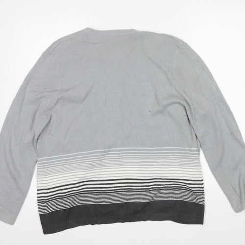 Eastex Womens Grey Striped  Cardigan Jumper Size 14  - Shoulder pads