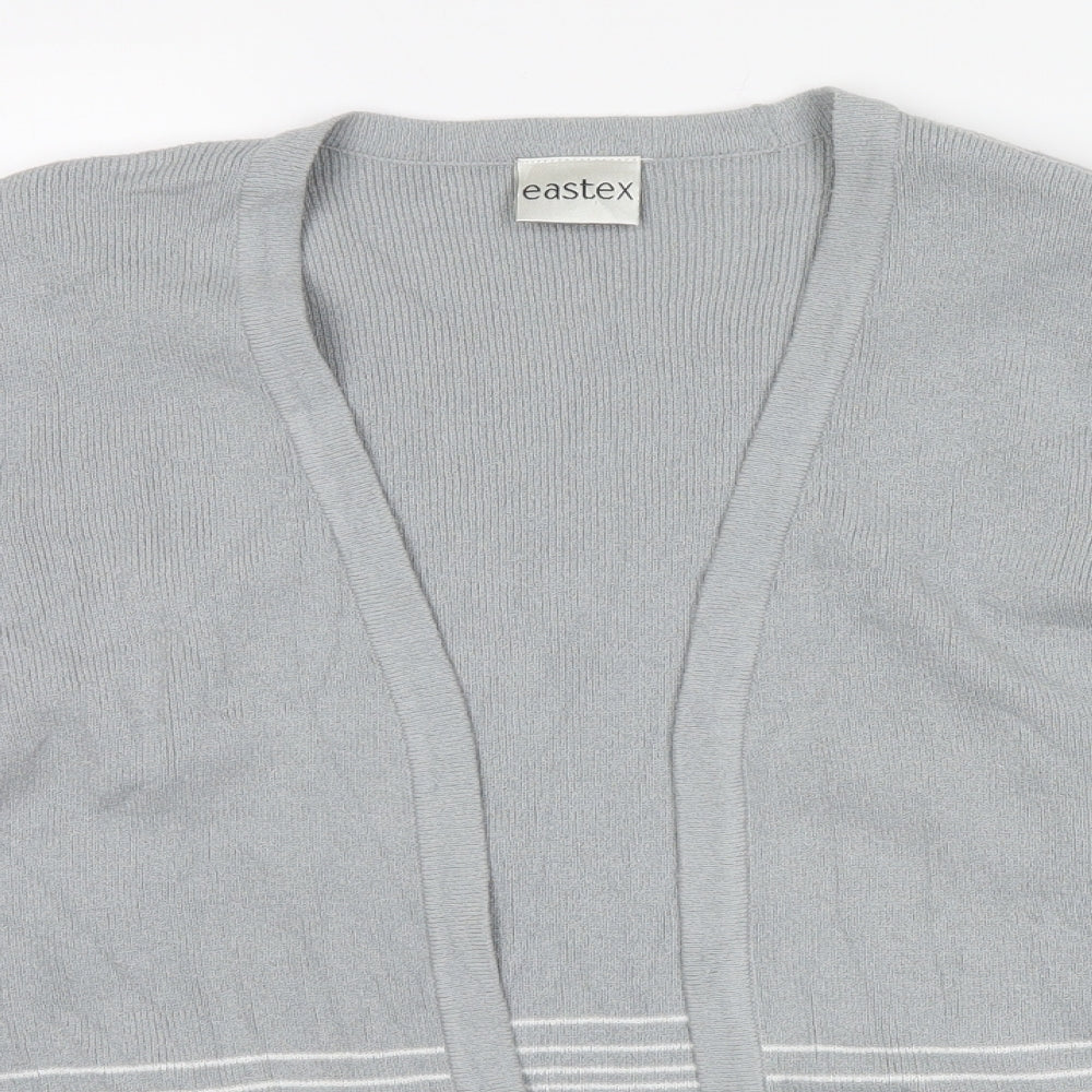 Eastex Womens Grey Striped  Cardigan Jumper Size 14  - Shoulder pads