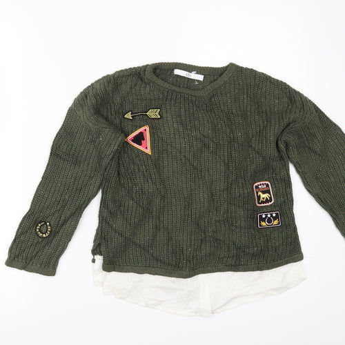 Marks and Spencer Girls Green   Pullover Jumper Size 6-7 Years  - shirt bottom