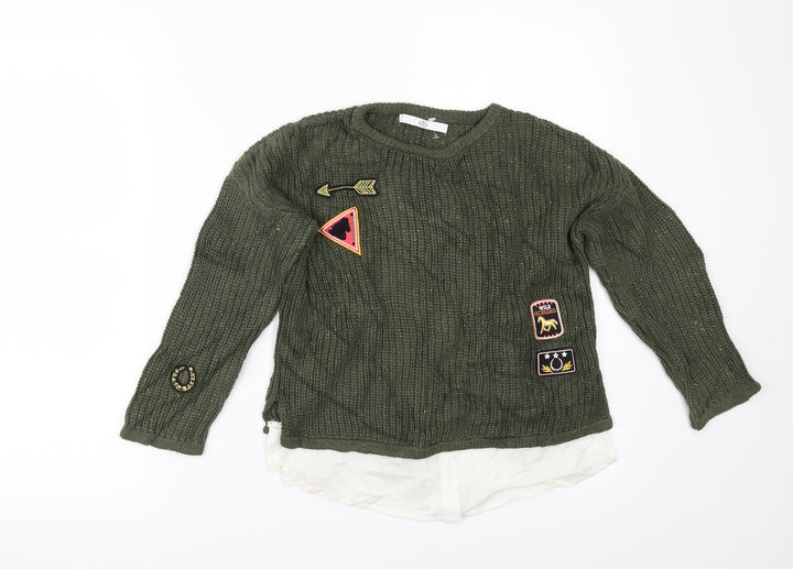 Marks and Spencer Girls Green   Pullover Jumper Size 6-7 Years  - shirt bottom