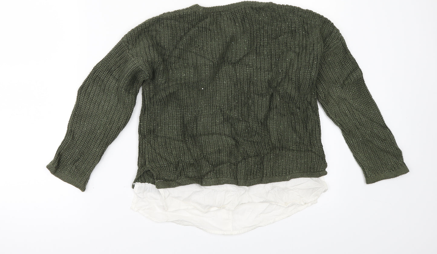 Marks and Spencer Girls Green   Pullover Jumper Size 6-7 Years  - shirt bottom