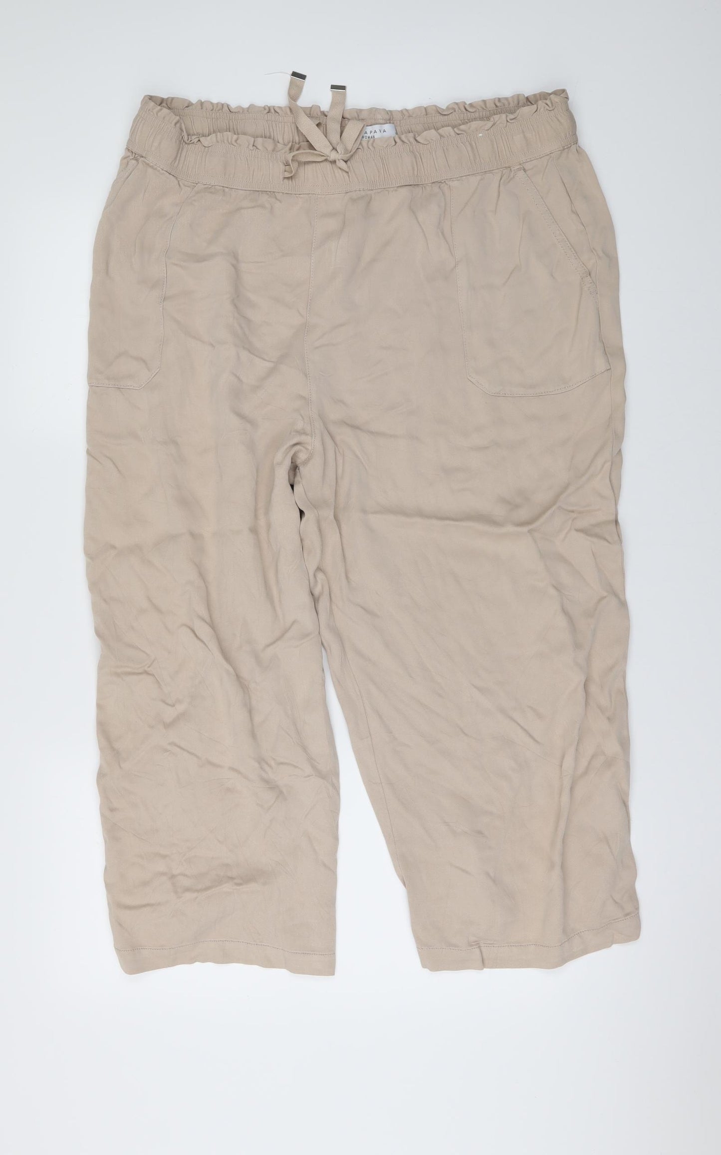 Papaya` Womens Beige   Cropped Trousers Size 16 L22 in