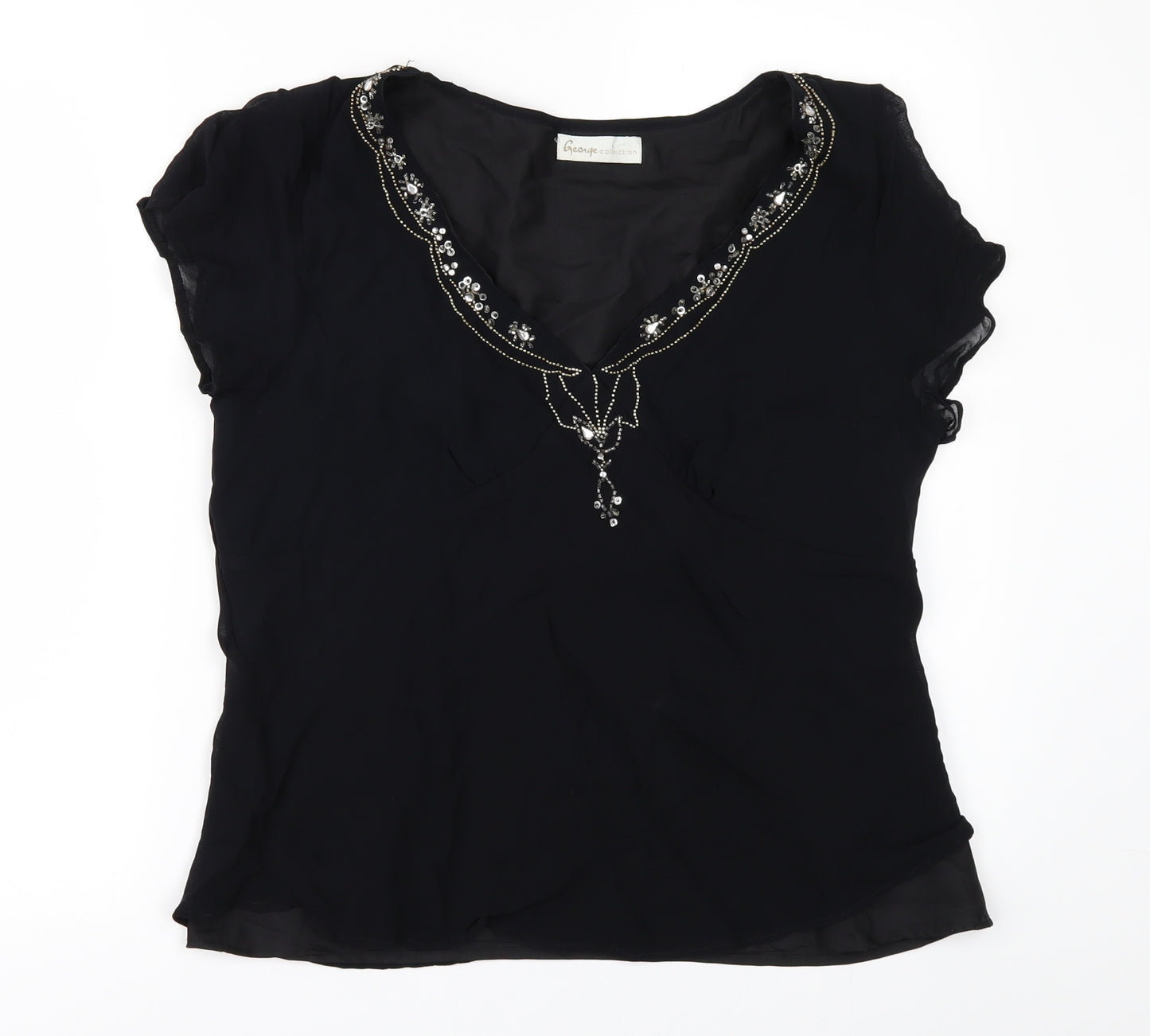 George Womens Black   Tunic Blouse Size 16